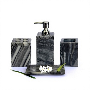 Marble Bathroom Set Four Pieces Tissue Box Soap <b>Case</b> Shampoo Holder Brushes Holder Bathroom Set At Cheap Price - Product Image 1