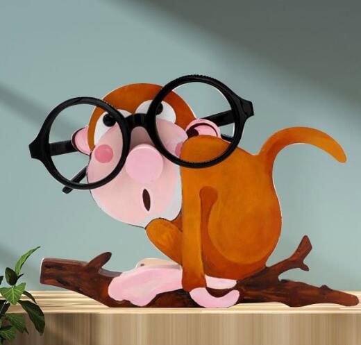 Cabilock Holz-Brillenhalter Mit Tier-Design – Stabiler Brillenständer Für Schreibtisch, Rosa, Dekorativ & Praktisch