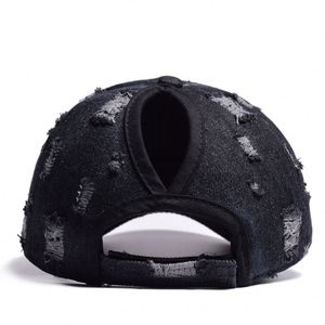 Nouvel Arrivage Casquettes de Baseball pour Femmes en Denim Délavé de Haute Qualité avec Effet Chignon Messy M0409 - Product Image 4