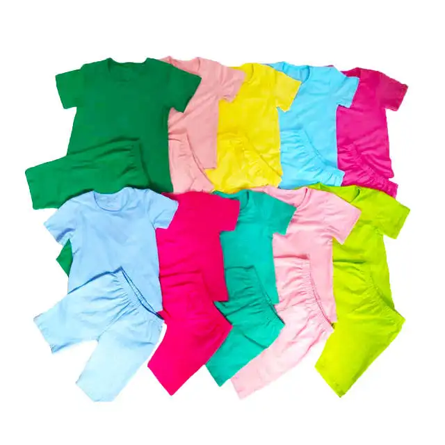 Conjuntos de ropa de algodón suave para niños y niñas de varios colores de verano a la moda al por mayor