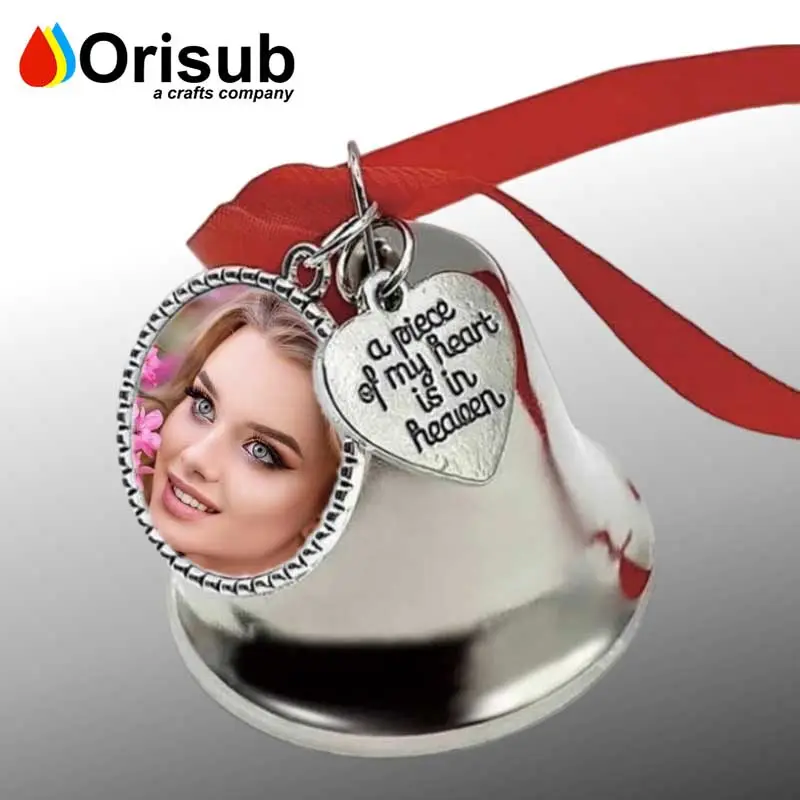 Custom photo memorial sublimation bells blank personalized Christmas bell ornaments