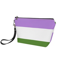 Trousse de Toilette de Voyage en Cuir PU Motif Arc-en-ciel Gay Genderqueer Personnalisée pour Longs Trajets, Rangement de Beauté pour Dortoir