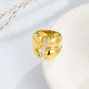 Anillo Abierto de Lujo con Diseño de Lágrima Pulida, Estilo Minimalista en Oro y Plata, de Primera Calidad, Ideal para el Día a Día, Citas y Fiestas - Product Image 3