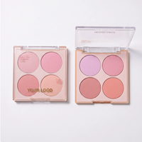 Palette de fard à joues pigmenté mat 4 couleurs, fard à joues en poudre, emballage cosmétique minéral à marque privée, vente en gros, maquillage personnalisé