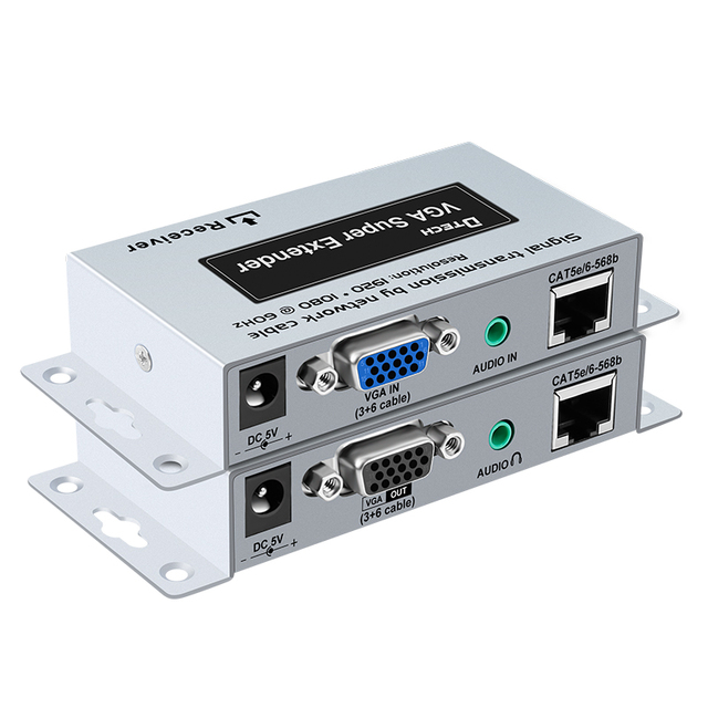 DTECH 1080p Audio and Video HD signal Transmission 100m 200m 300m VGA Extender Over Cat5 Cat6