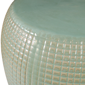 Textured Ceramic Barrel <b>Garden</b> <b>Stool</b> Glazed Design Outdoor Side Table Decorative Accent - Product Image 6