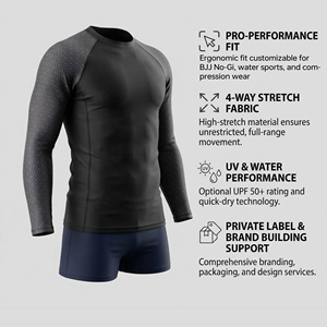 Maglia a Compressione a Maniche Lunghe da Uomo con <span class=keywords><strong>Protezione</strong></span> UV per BJJ No Gi, Surf, Nuoto, Allenamento in Palestra, Asciugatura Rapida - Product Image 2