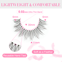 5 7 8 10 paires Pack fait à la main faux cils Super mince bande claire 0.02mm longueur 6-11mm Style naturel cheveux synthétiques modèle boîte