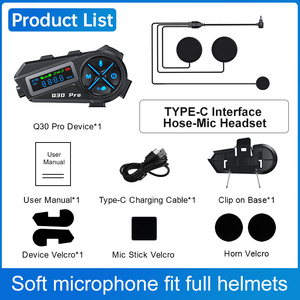 Q30 PRO Intercom moto Wirelessintercomunicador auricolare per casco con Radio FM e musica di condivisione - Product Image 2