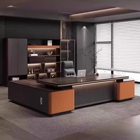 Meubles de bureau classiques en bois durable, bureau de direction de couleur marron, design moderne, bureaux de bureau personnalisés
