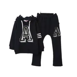 Wholesale Children Clothing Sets Casual Long Sleeve Letter Printed T-Shirt With Hood And Pant For Kids Boys From China Supplier