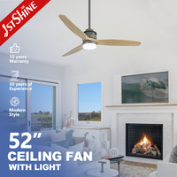 1stshine Ventilateur de plafond Grossistes 3 pales en bois massif Ventilateur de plafond à haut débit d'air avec lumière LED et télécommande