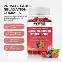Gummies de glycinate de magnésium Plus+ à marque privée, formule et saveur personnalisées, 60 unités, fabricant OEM, faible MOQ