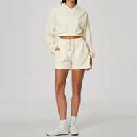Ensemble de survêtement sportif 2 pièces pour femme SIYUAI, hiver, anti-transpiration, coupe-vent, réversible, grande taille, sweat à capuche zippé et short