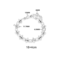 Bracelet chaîne hip-hop en acier inoxydable, bracelet clou punk pour homme, taille ajustable