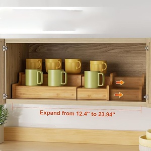 2-Tier mở rộng tre Countertop cốc cà phê chủ đa chức năng tách trà giá tổ chức nhà bếp lưu trữ nhà tủ - Product Image 4