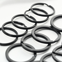 Anneaux de clés fendus en métal noir en gros, anneaux de clés plats et ronds, boucles circulaires fendues pour accessoires de porte-clés