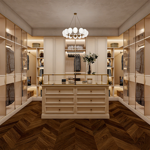 Solution complète pour toute la <span class=keywords><strong>maison</strong></span> : armoires en bois avec portes en verre, style luxueux, dressing avec éclairage LED, chambre à coucher moderne modulaire, dressing intégré - Product Image 2