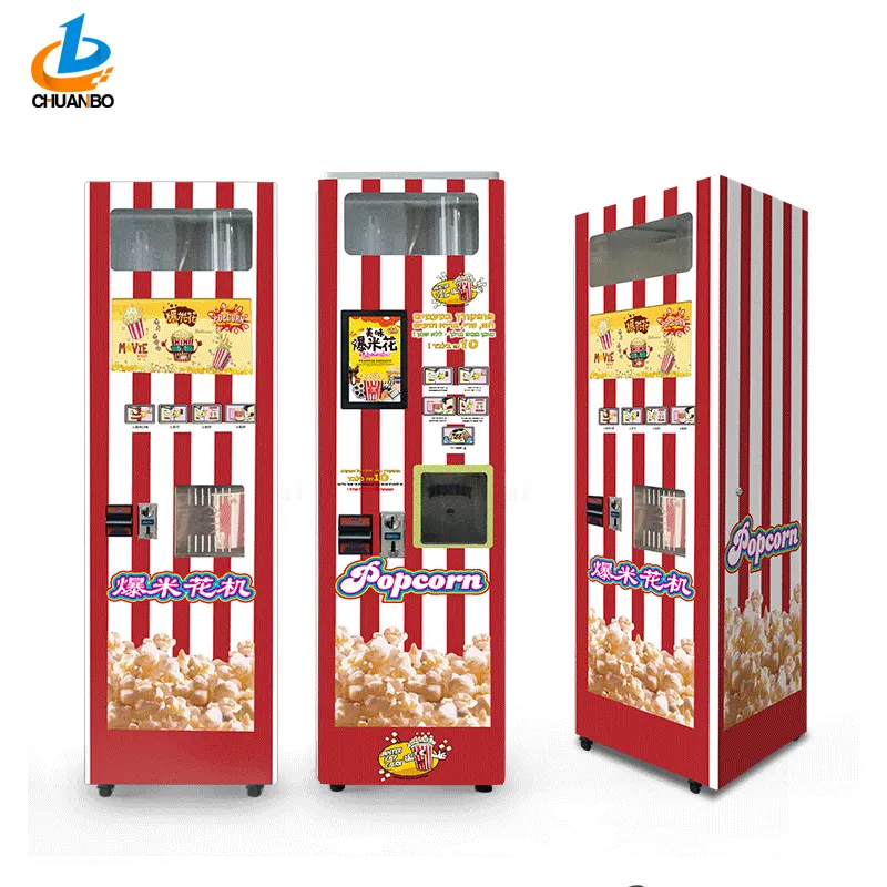 Venda quente máquina de venda automática de pipoca comercial operada por moedas máquina de venda automática de pipoca