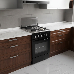 Cuisinière à gaz/électrique 4 brûleurs de 500 mm de large avec <span class=keywords><strong>four</strong></span> intégré, prête pour les VR, classe A, écoénergétique, en acier inoxydable, pour usage domestique et professionnel (restaurants) - Product Image 5