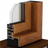 As2047 Ventanas de madera revestidas de aluminio Hurricane Impact Diseño de rejilla con aislamiento acústico Ventanas francesas de vidrio
