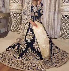Royal Bridal Indian Pakistani <b>Wedding</b> Lehenga | Floor Length <b>Jacket</b> Style Dress with Heavy Zardozi Embroidery - Product Image 3