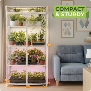 <span class=keywords><strong>Serre</strong></span> d'intérieur Carpathen à 4 niveaux avec éclairage de culture, 2 tapis chauffants, 4 bandes LED à spectre complet dimmables 15W, <span class=keywords><strong>mini</strong></span>-<span class=keywords><strong>serre</strong></span> avec couverture en PVC zippée - Product Image 2