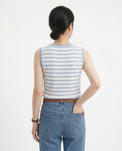 Womens Striped Short Lightweight Tank <b>Top</b> Sleeveless Soft Breathable Casual Summer Wear for Gym Yoga Home Daily Comfort Style - Product Image 5