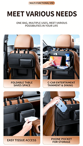 Meistverkaufter JINGQUE Klassischer PVC-Leder Auto-Rücksitz-Organizer Große Kapazität Faltbar 12+ Fächer - Product Image 6