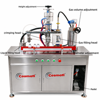Machine de remplissage semi-automatique d'aérosols en acier inoxydable 3-en-1 : remplissage de liquides, sertissage et remplissage de gaz pour bombes aérosols