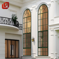 Puerta y ventana delanteras francesas modernas exteriores dobles o individuales negras arqueadas antiguas