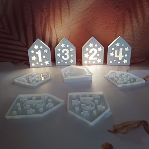 Handmade Eco-Friendly <b>Large</b> Beach House <b>Silicone</b> Cake Tools S1199 Pointed-Roof House Number 1 Projection Wall <b>Molds</b> PC Storage - Product Image 1