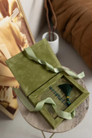 Enveloppes d'invitation de mariage en velours vert foncé de luxe, personnalisées avec monogramme en feuille d'or, impression typographique, pour mariage, Noël, Pâques