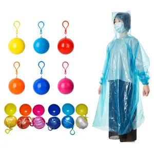 Portable Spherical Case Stylish Coat Ball Keychain Foldable Eco Friendly Transparent Poncho Rain Coat With