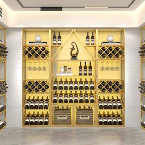 Bar Zemin Şarap Rafı Avrupa Tarzı Bar Cam Vitrin Şarap Saklama Rafı Şarap Sergi Rafı - Product Image 4