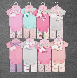 Set di <span class=keywords><strong>Abbigliamento</strong></span> Estivo per Neonata <span class=keywords><strong>3</strong></span>-<span class=keywords><strong>6</strong></span> <span class=keywords><strong>Mesi</strong></span>, 4 Pezzi in Cotone con Stampe Animali/Floreali - Product Image 2