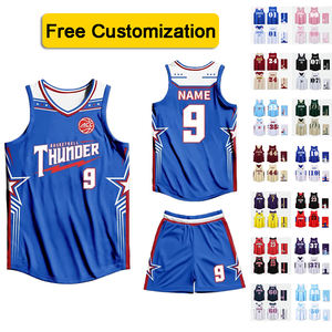 Conjunto de uniforme de baloncesto con patrón y números de logotipo personalizado, camiseta de baloncesto de competición de equipo de gran tamaño transpirable de secado rápido - Product Image 1