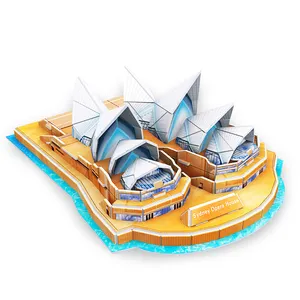 Puzzle 3D créatif pour enfants, opéra de Sydney, tour céleste, tours jumelles Petronas de la maison blanche