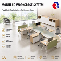 Système de poste de travail modulaire pour bureau avec écrans de confidentialité, gestion des câbles et rangement verrouillable