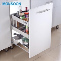 Panier de rangement coulissant modulaire Magic Corner pour armoire de cuisine moderne, en fil d'acier inoxydable à fermeture douce