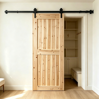 Glatte Schlichte Massive Tannenholz-Scheunentür Leichter Stil Schiebetür aus Holz für Schlafzimmer-Trennwand