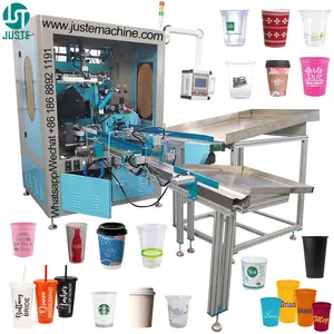 Impresora de pantalla de aluminio Servo Semi Neumático Cilíndrico Vaso de papel Punto automático Barniz UV Máquina de serigrafía giratoria automática