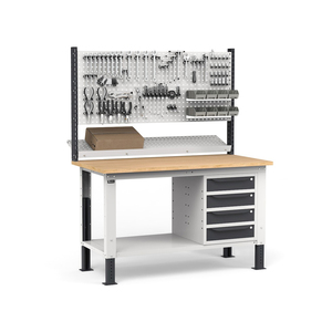 Fami WORK1529 Banco de trabajo ajustable de 150cm, tapa de madera, 4 cajones y pared perforada - Product Image 4