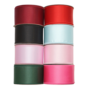 Pita Satin Poliester 63mm 10 yard Gulungan, Pita Dua Sisi dengan Tepi Kawat untuk Dekorasi Kemasan dan Kotak Hadiah Natal - Product Image 1