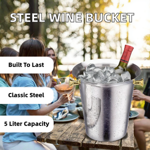 Seau à glace classique en acier inoxydable pour vin rouge et bière - Capacité durable de 5 L pour la vente internationale - Product Image 2
