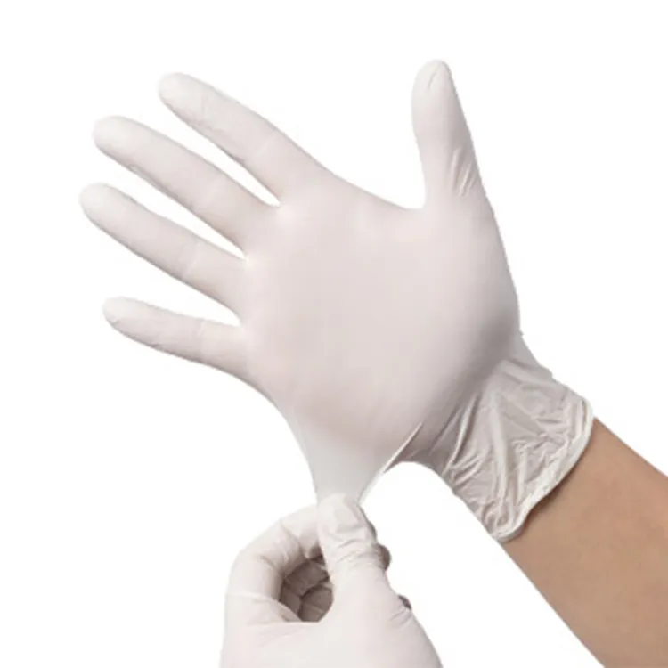 Produit électronique traitement gants chirurgicaux en latex jetables en caoutchouc blanc natrile gant