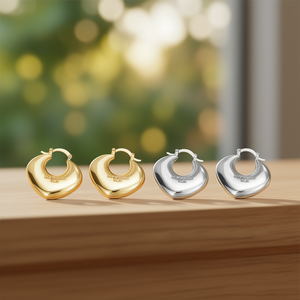 Orecchini a Cerchio Louvanc a Forma di Cuore, Placcati in Oro, in Lega di Zinco, Unisex, Gioielli alla Moda, Colore Oro 18K o Argento a Scelta - Product Image 2