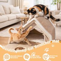 Lit pour chat 2 en 1 écologique en bois massif et bambou avec griffoir en chanvre naturel, design mignon pour chats d'intérieur, utilisable en toutes saisons