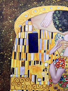 Tela ad olio dipinta a mano con lamina d'oro per il soggiorno, il famoso bacio della vita - Product Image 5