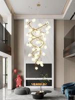 Lámpara de Techo para Sala de Estar de Villa Dúplex, Diseño Artístico Estilo Magnolia, LED Blanco Cálido, Lámpara Colgante para Escalera con Techo Alto